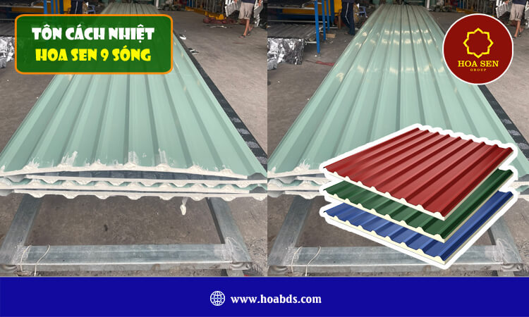Tôn cách nhiệt Hoa Sen 9 sóng 